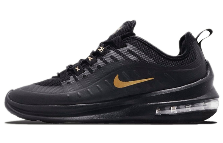 Nike Air Max Axis Black Metallic Gold Heel Cushion Color Block Casual Fabric Low Top Running Shoes Women's Black Gold