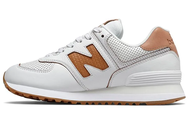 New Balance NB 574 Textile, Synthetic Leather Low top Running Shoes Women's White Brown