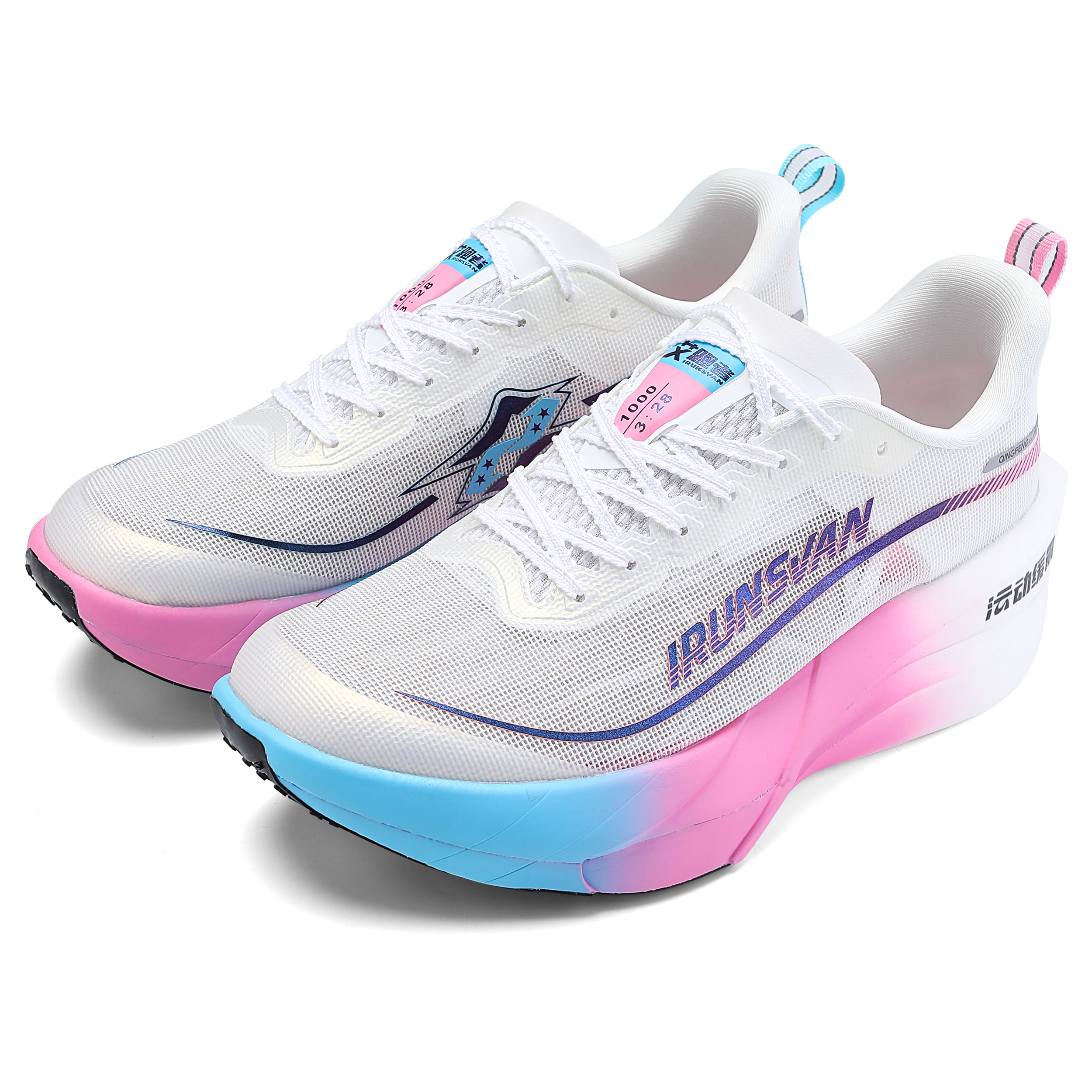 IRUNSVAN Low top Running Shoes Unisex Mismatched Color Pink & Blue