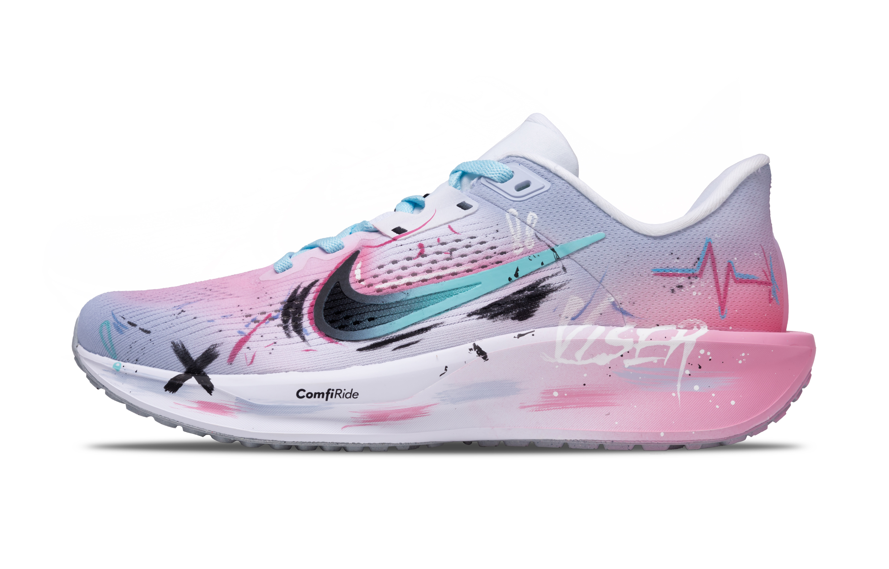Nike Quest 6 Mesh Cushioning Slip Resistant Breathable Lightweight Low top Casual Sprint Running Shoes Unisex Blue Pink