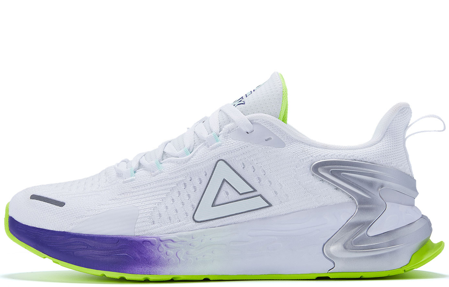 PEAK Porcelain Shadow Fabric Cushioning Lightweight Abrasion Resistant Low top Running Shoes Men’s White Yellow