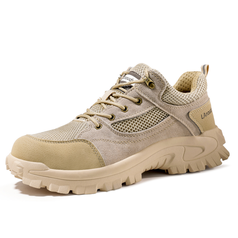 LANOUDUN Slip Resistant, Breathable, Impact Resistant Low top Outdoor Shoes Unisex Khaki