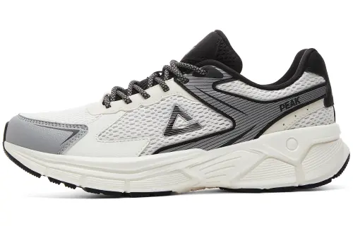 PEAK Cushioning Slip Resistant Abrasion Resistant Breathable Low top Running Shoes Men's White Black Silver