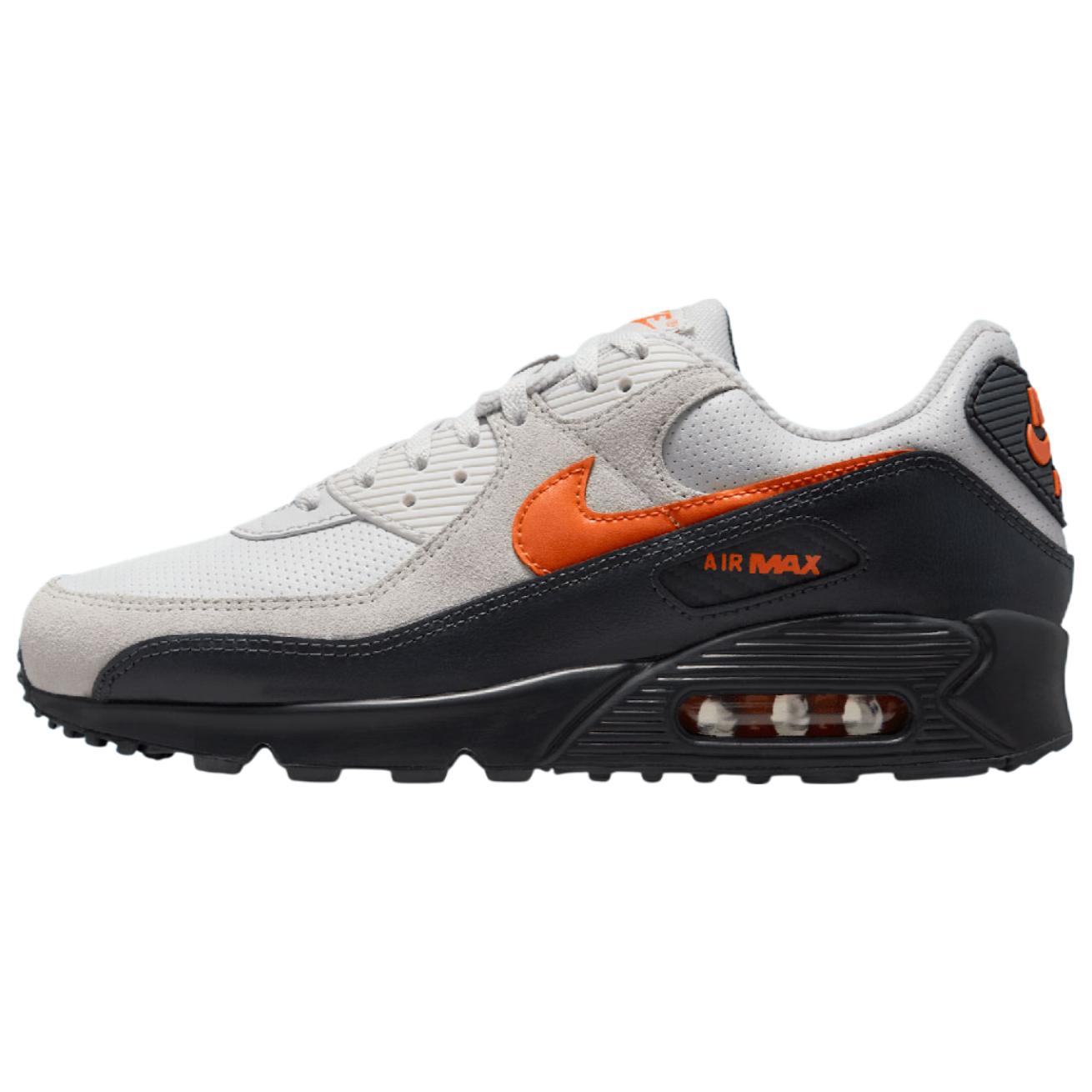 Nike Air Max 90 Abrasion Resistant Abrasion Resistant Low top Casual Running Shoes Unisex Gray Black Orange