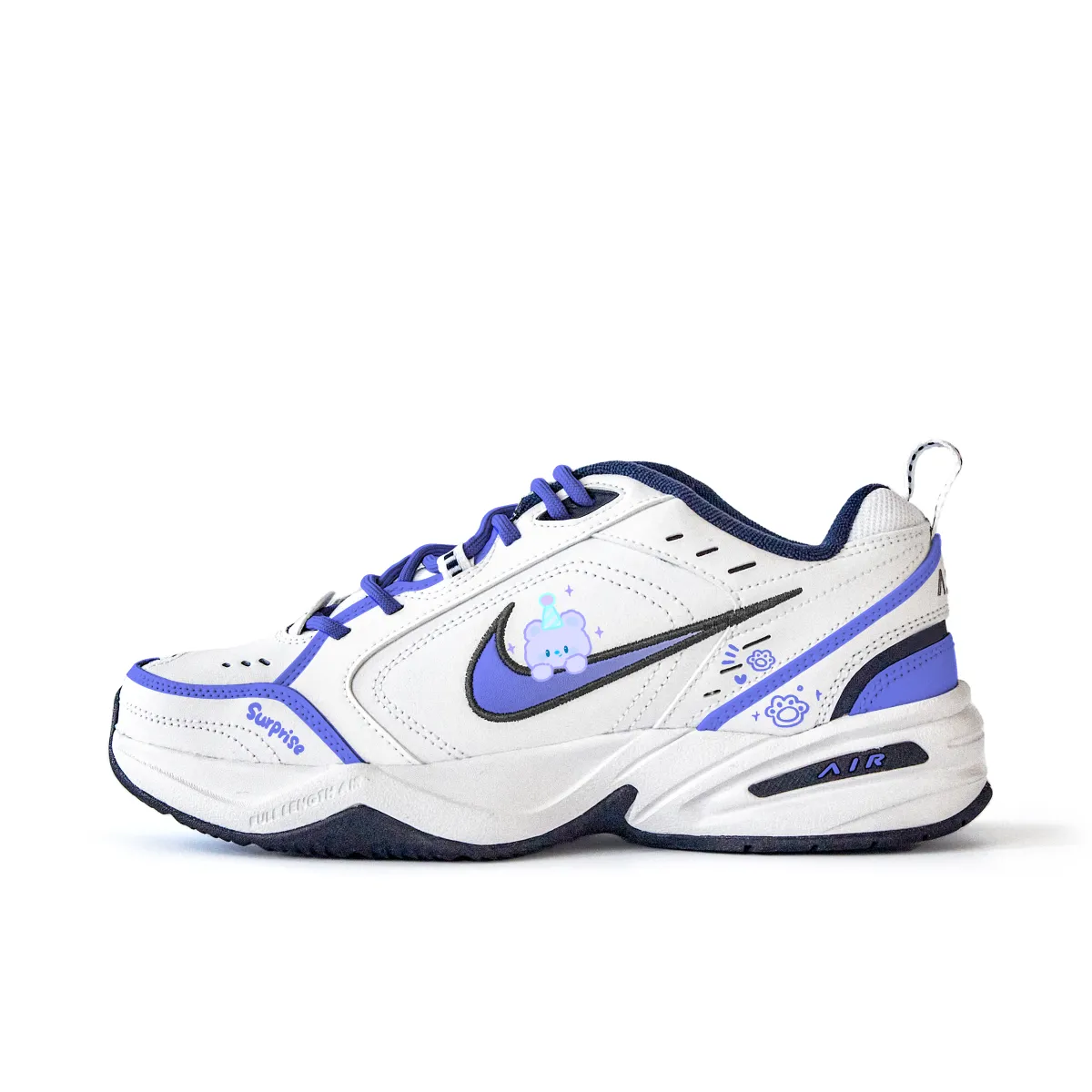 Nike Air Monarch 4 Slip Resistant Abrasion Resistant Low top Chunky Sneakers Unisex White Purple