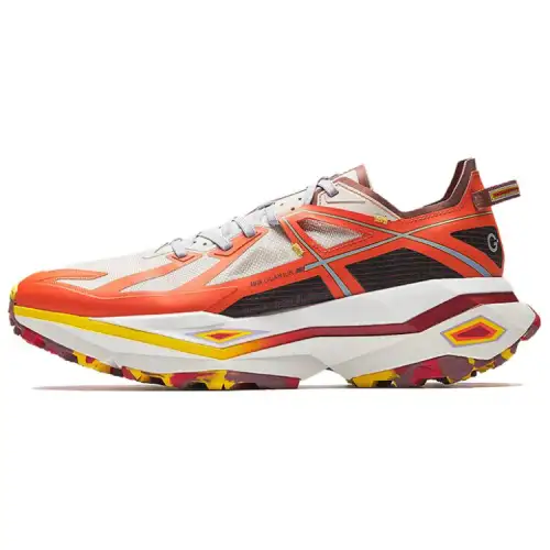 Anta Cushioning Slip Resistant Low top Trail Running Shoes Men's Beige Orange