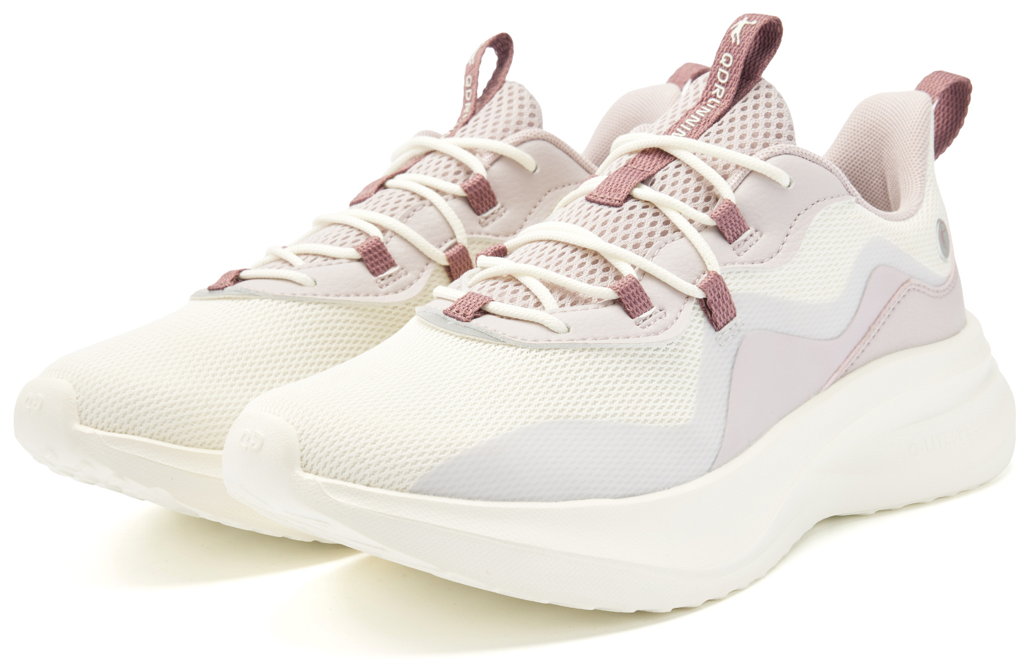 QIAODAN Cushioning Slip Resistant Abrasion Resistant Low top Casual Running Shoes Women’s White Pink