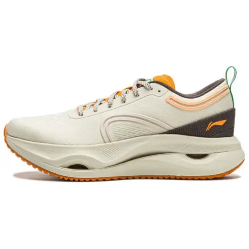 Li Ning Fabric Slip Resistant Abrasion Resistant Low top Running Shoes Women's Beige