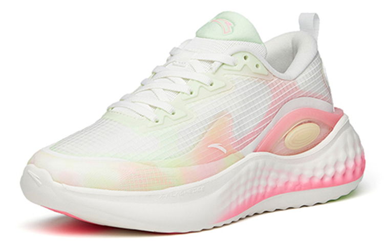 Anta Cushioning Slip Resistant Low top Running Shoes Women’s White Green Pink