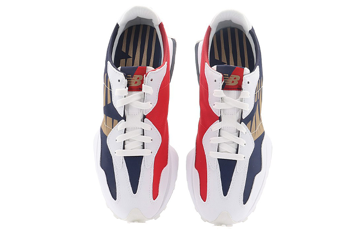 Кроссовки New Balance 327 (белые / красные / синие) — Белый / красный / синий — фото 4