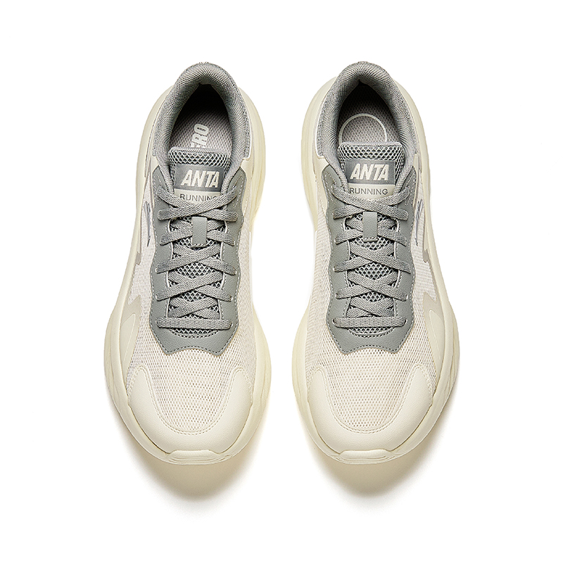 Anta Cushioning Breathable Cushioning Breathable Low top Casual Running Shoes Men’s Beige Gray