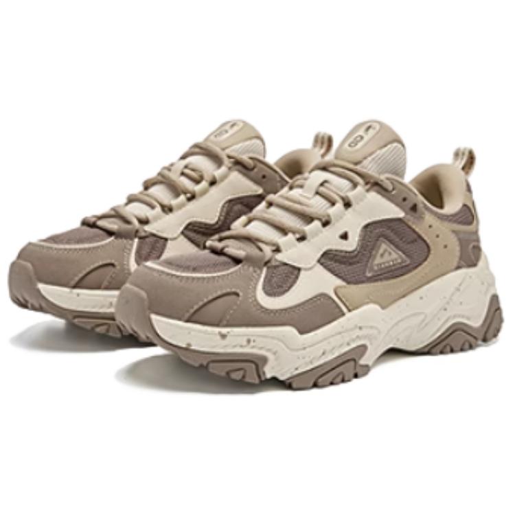 QIAODAN Cushioning Slip Resistant Abrasion Resistant Low top Trail Running Sprint Running Shoes Women’s Beige Brown