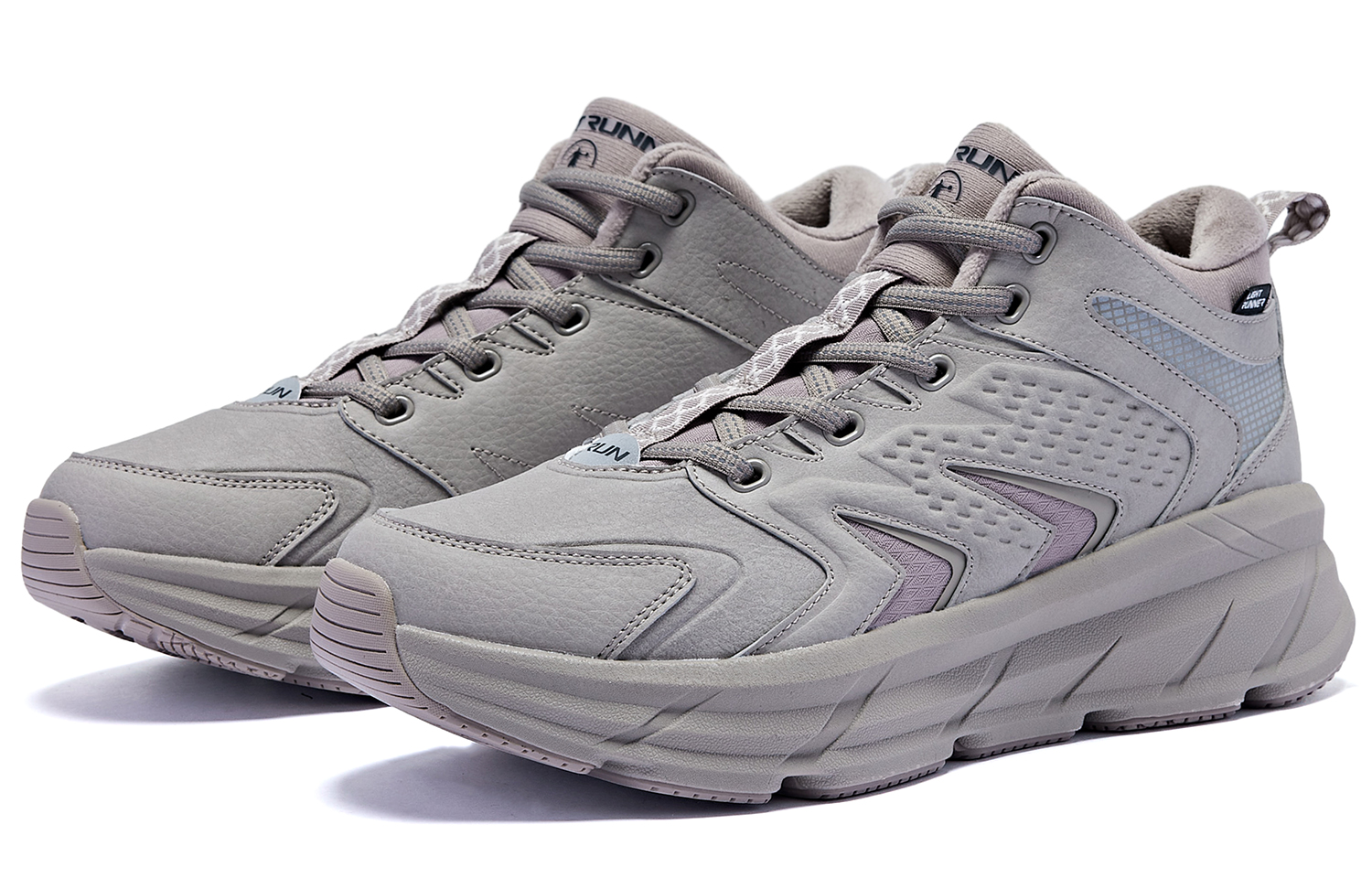 QIAODAN Comfortable Slip Resistant Mid top Running Shoes Men’s Purple Gray