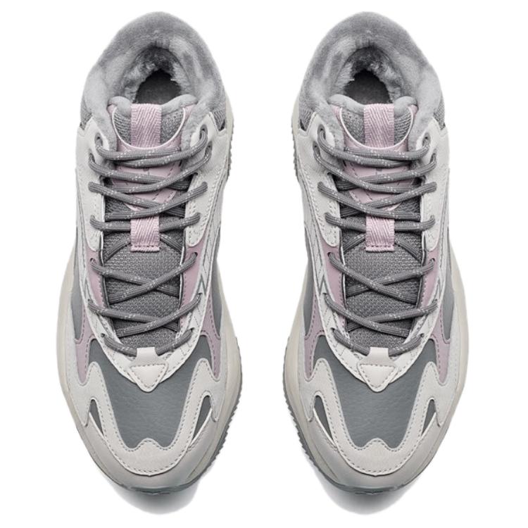 XTEP Lightning 5.0 Fleece Lined Comfortable Slip Resistant Thermal Low top Casual Running Shoes Women’s Gray Purple