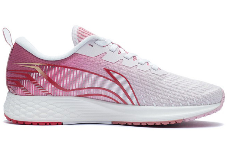 Li Ning Fabric Slip Resistant And Breathable Low top Running Shoes Women's White Red