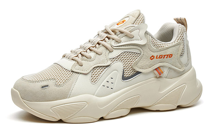 LOTTO Textile, Synthetic Leather Slip Resistant Abrasion Resistant Low top Casual Running Shoes Women’s Dark Beige