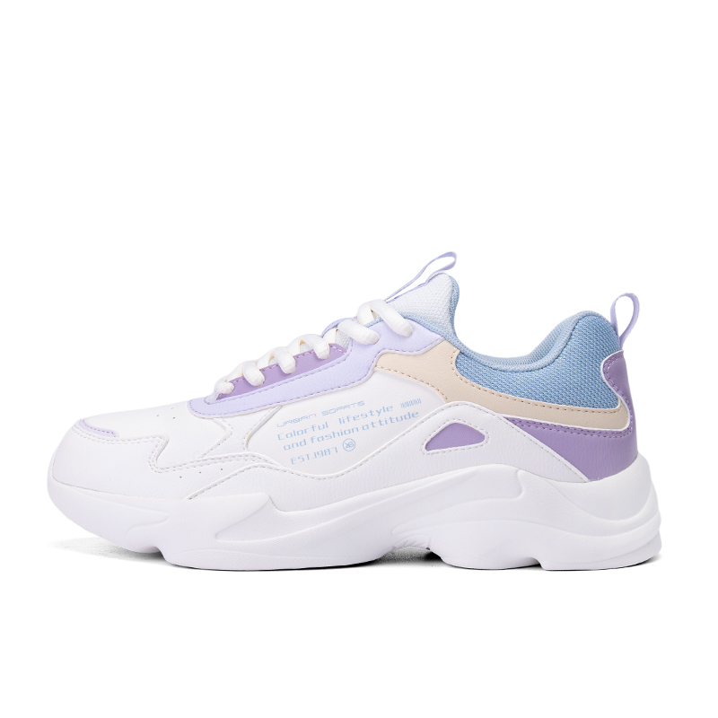 XTEP Cushioning Slip Resistant Abrasion Resistant Low top Running Shoes Women’s White Purple