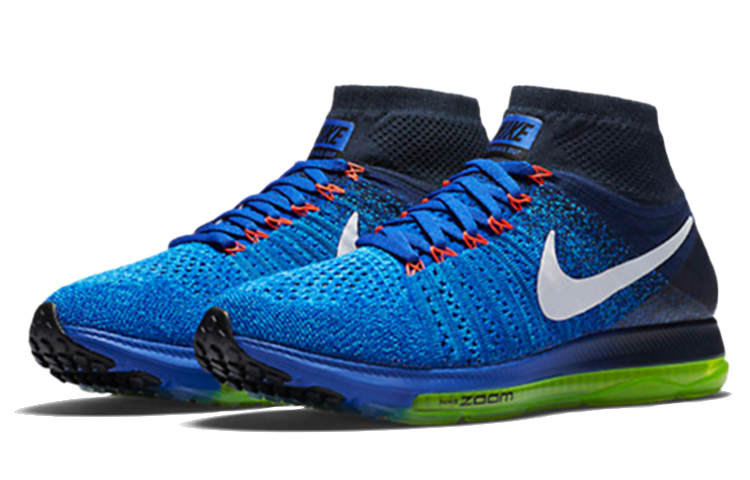 Мужские кроссовки Nike All Out Flyknit Air Zoom (черно-сине-зеленые) — Чёрный / синий / зелёный — фото 3