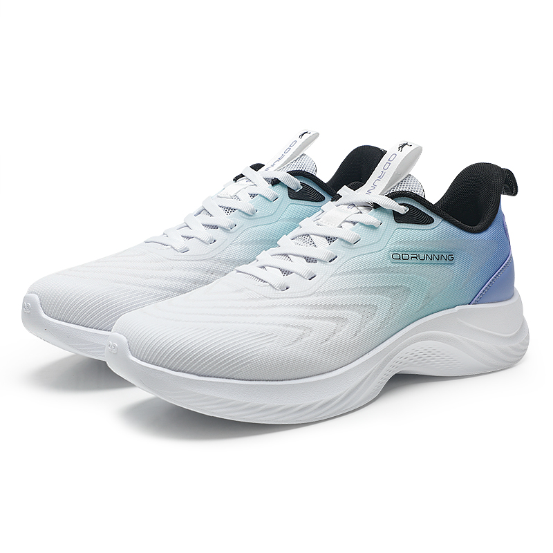 QIAODAN Slip Resistant Abrasion Resistant Low top Casual Running Shoes Men’s White Blue