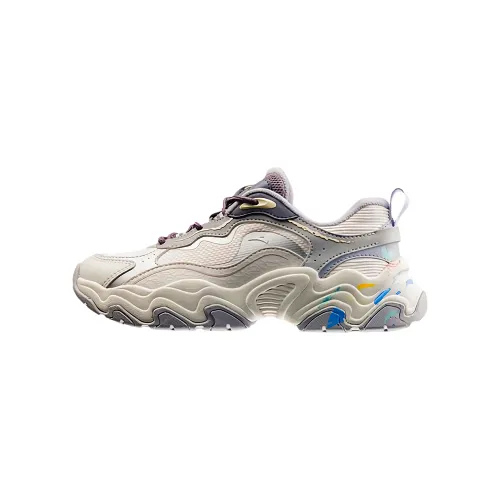 POP MART x Anta Meteorite Slip Resistant Abrasion Resistant Low top Chunky Sneakers Women's White Silver Gray