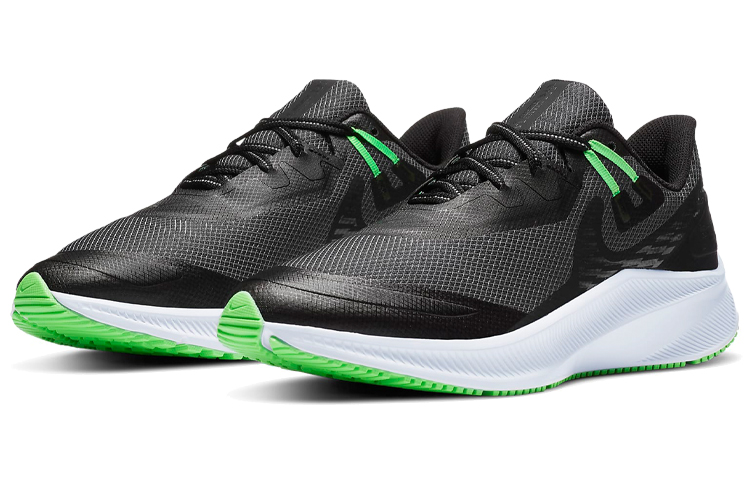 Мужские кроссовки Nike Quest 3 (черно-зеленые) — Чёрный / зелёный — фото 3