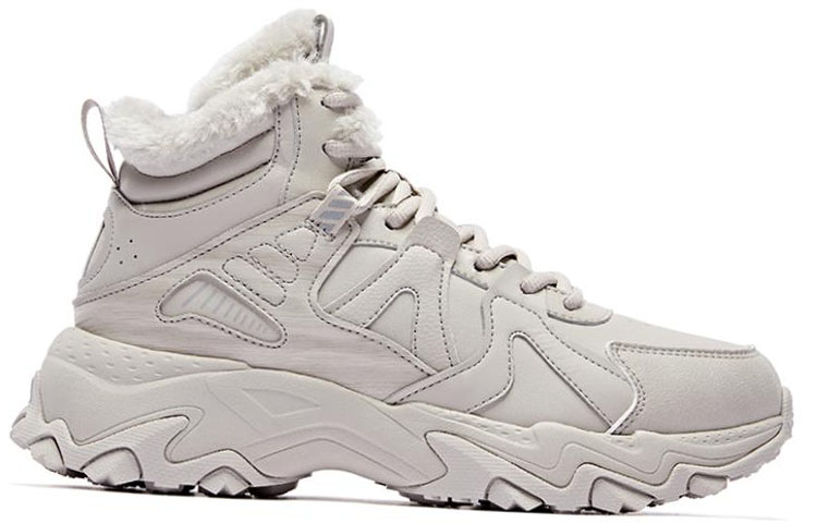 QIAODAN Fleece lined Cushioning Slip Resistant Lightweight High top Running Shoes Women’s Gray