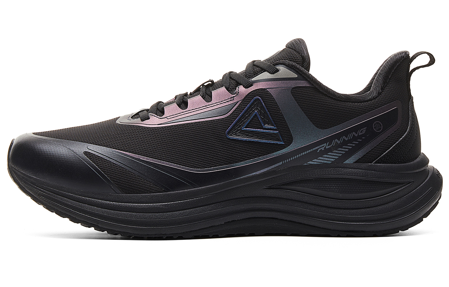 PEAK Cushioning Slip Resistant Abrasion Resistant Coverage Rebound Low top Running Shoes Men’s All Black