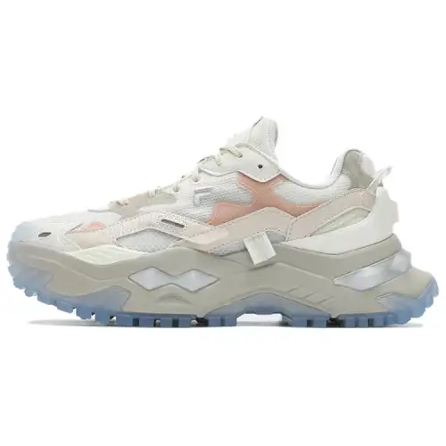 FILA FUSION Bianco Textile, Synthetic Leather Low top Running Shoes Women's White Pink