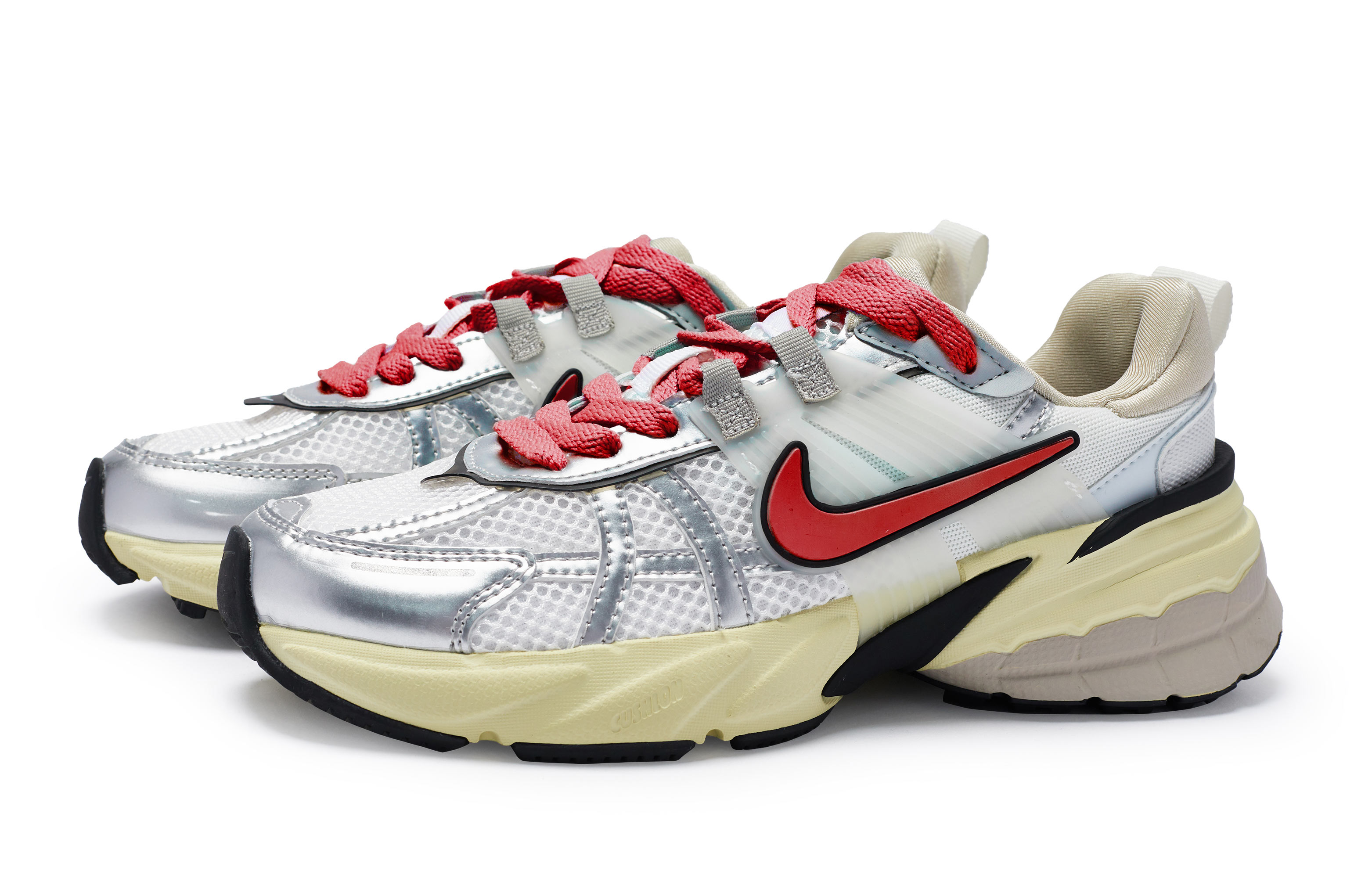Nike V2K Run Cushioning Slip Resistant Cushioning Slip Resistant Low top Running Shoes Women’s White Silver Red