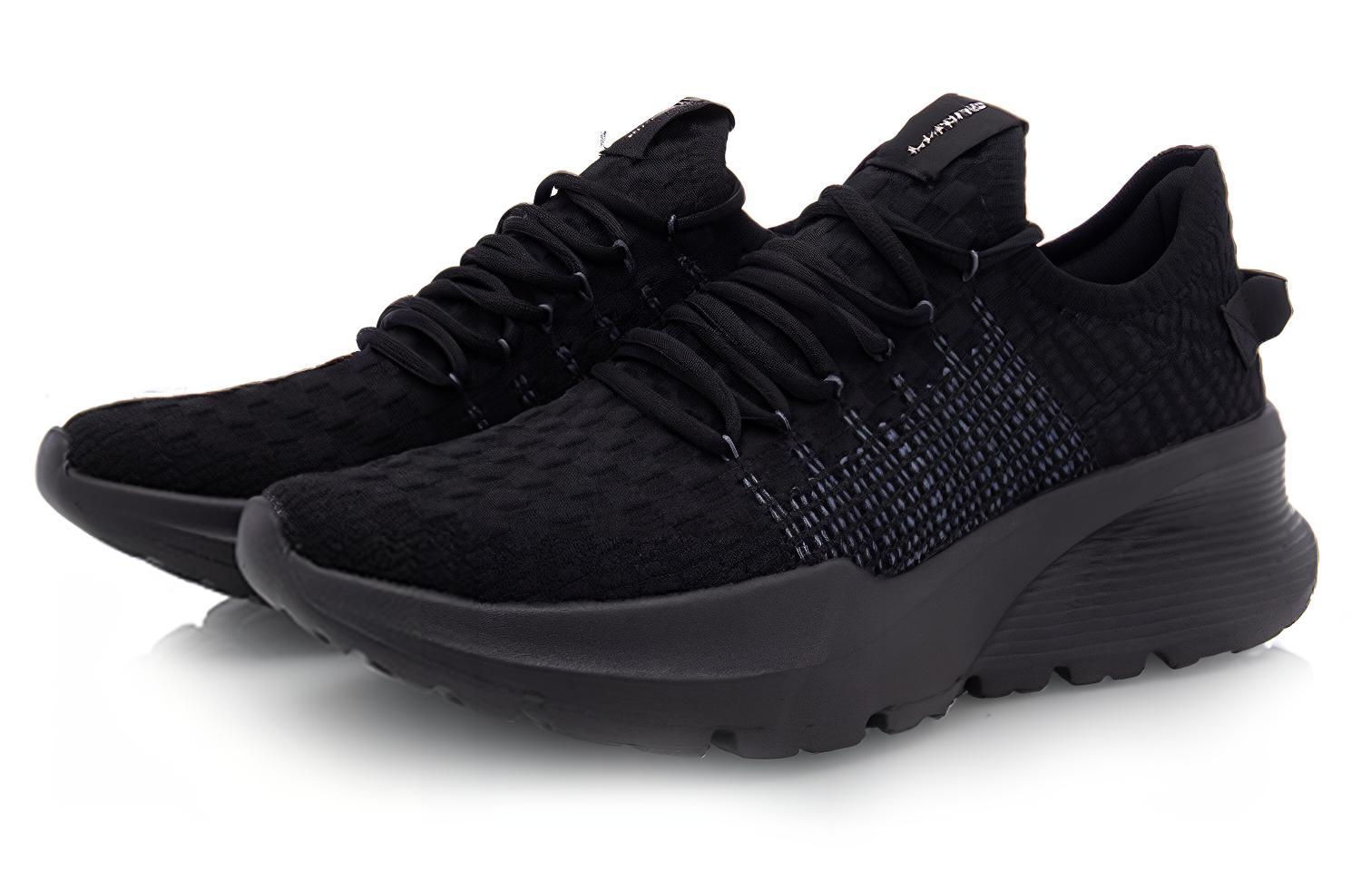 Li Ning Cushioning Lightweight Breathable Low top Running Shoes Unisex Standard Black