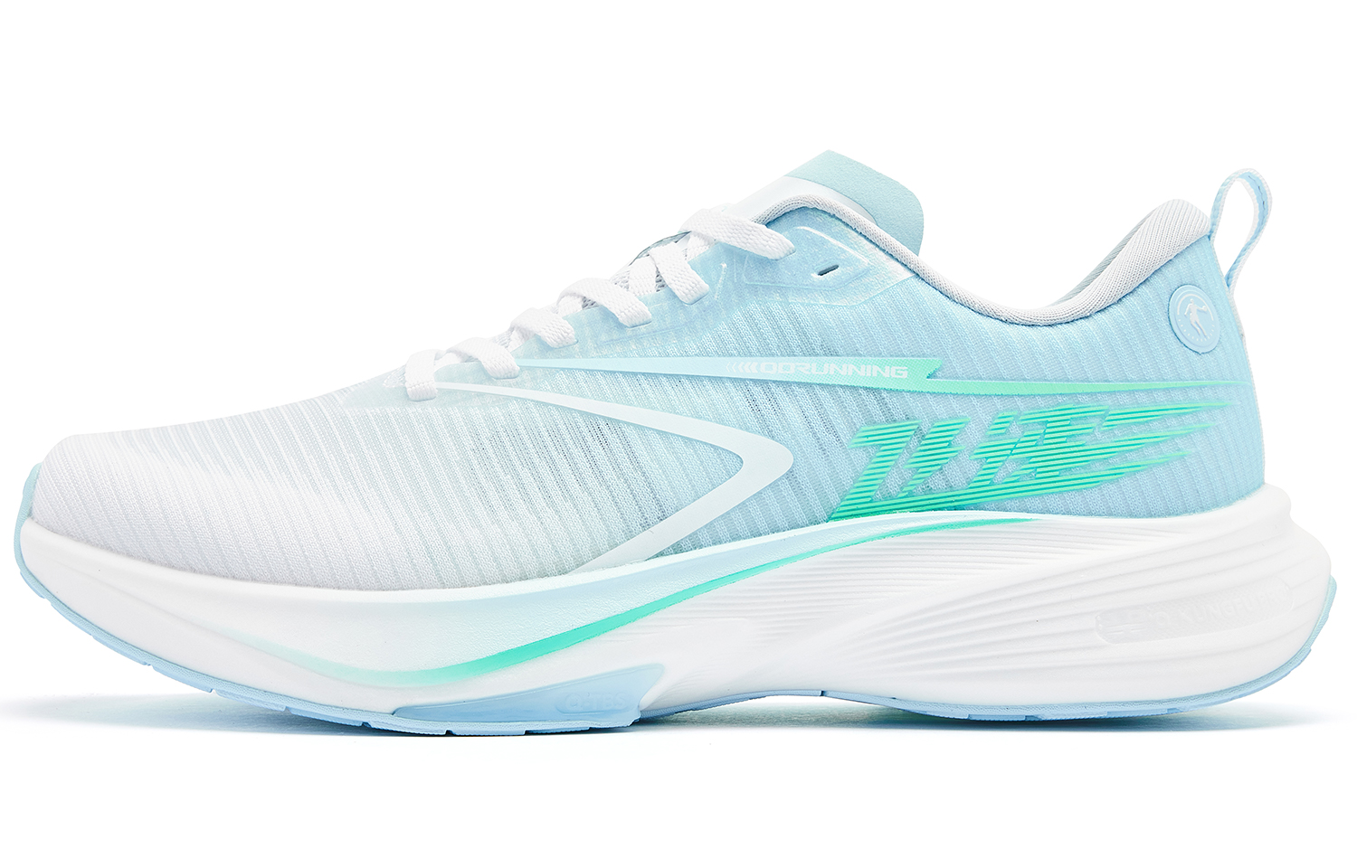 QIAODAN Cushioning Slip Resistant Abrasion Resistant Low top Q KUNGFU PRO Casual Running Shoes Men’s White Blue