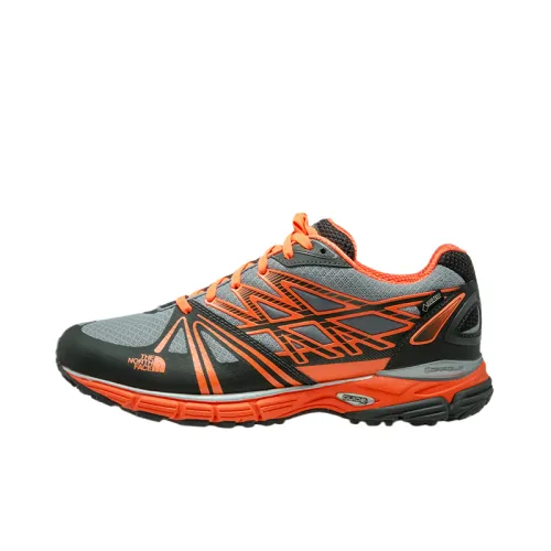 THE NORTH FACE GORE TEX Mesh, Textile, Synthetic Leather Low top Running Shoes Men's Gray Orange