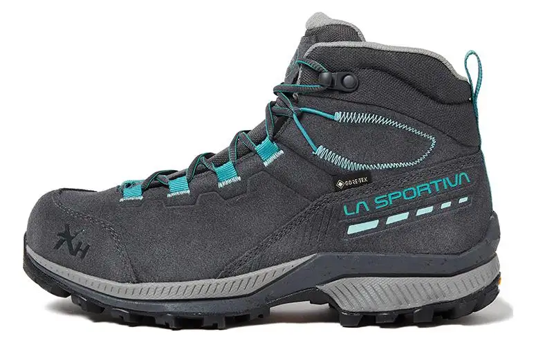 LA SPORTIVA TXHike Mid Leather Slip Resistant Abrasion Resistant Mid top Outdoor Shoes Unisex Carbon Gray Coral Green