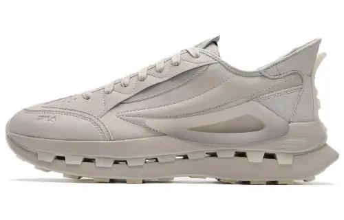 FILA KM Synthetic Leather Cushioning Breathable Support Low top Running Shoes Men's Silver Gray