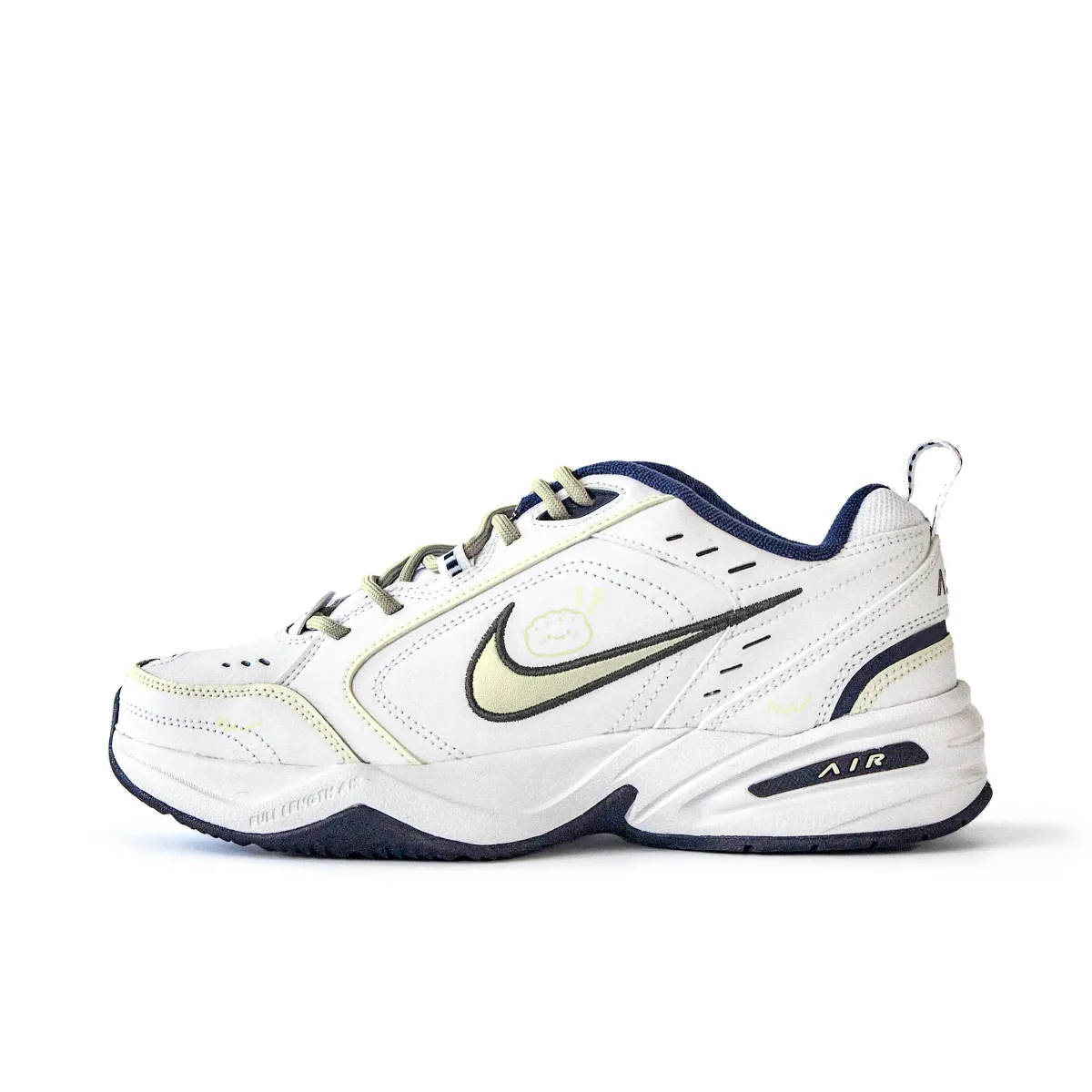 Nike Air Monarch 4 Slip Resistant Abrasion Resistant Low top Chunky Sneakers Unisex White Yellow