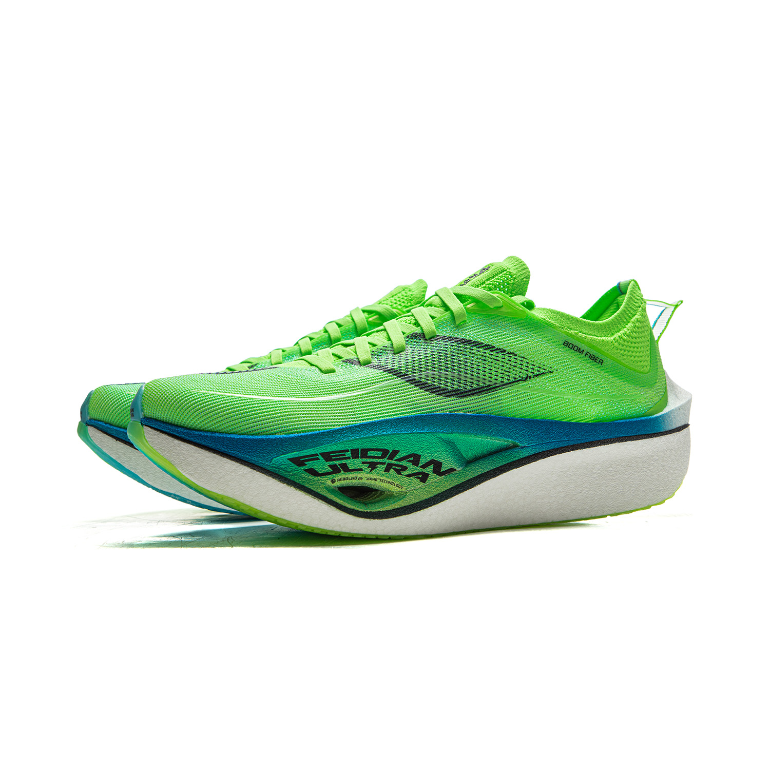 Li Ning Feidian 4 Ultra Fabric Low top Carbon Plate Sprint Running Shoes Unisex Neon Green