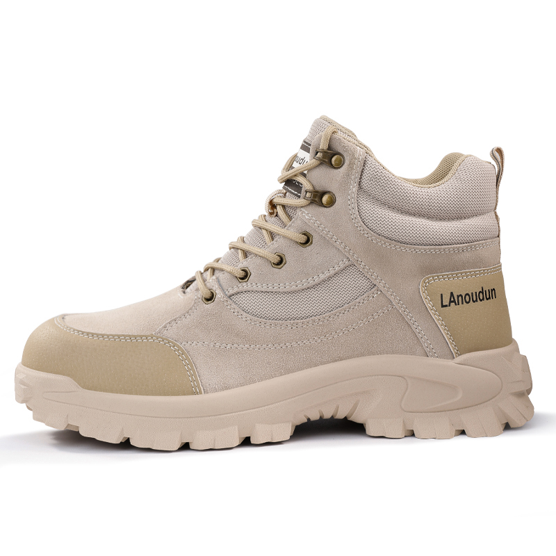 LANOUDUN Abrasion Resistant, Impact Resistant High top Outdoor Shoes Men’s Light Brown