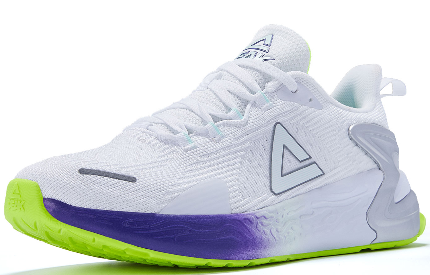 PEAK Porcelain Shadow Fabric Cushioning Lightweight Abrasion Resistant Low top Running Shoes Men’s White Yellow