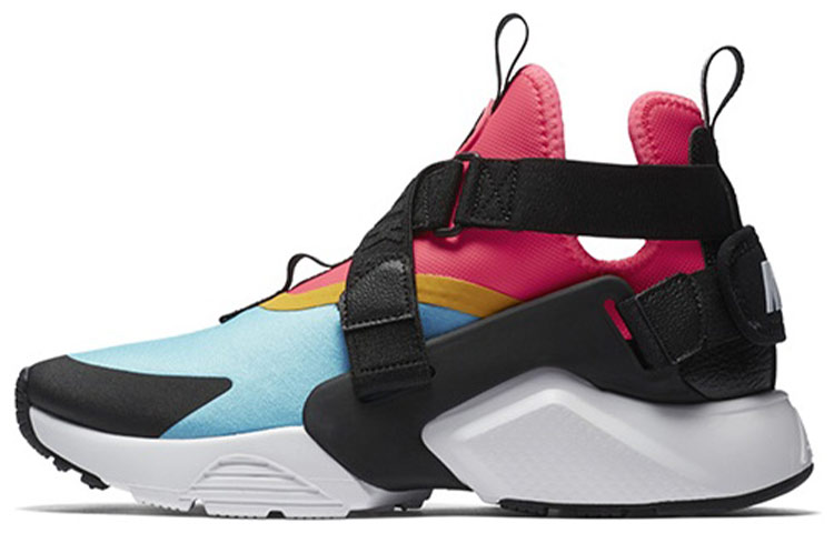 Nike Air Huarache comfortable sports Wallace fabric shock-absorbing anti-slip mid-top running shoes women's black blue pink
