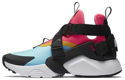 Nike Air Huarache comfortable sports Wallace fabric shock-absorbing anti-slip mid-top running shoes women's black blue pink