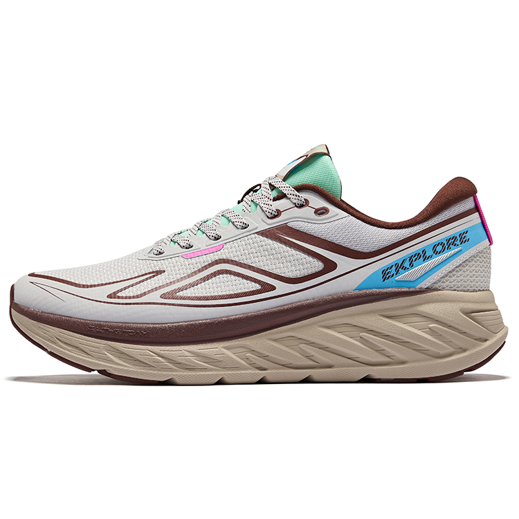 Erke Rebound Lightweight Low top Qidan Technology Running Shoes Men’s Cloud Mist Gray Cyan Willow Color