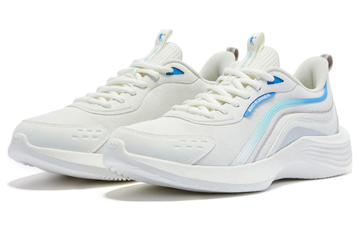 QIAODAN Mesh Cushioning Breathable Cushioning Breathable Low top Sprint Running Shoes Men’s White Blue