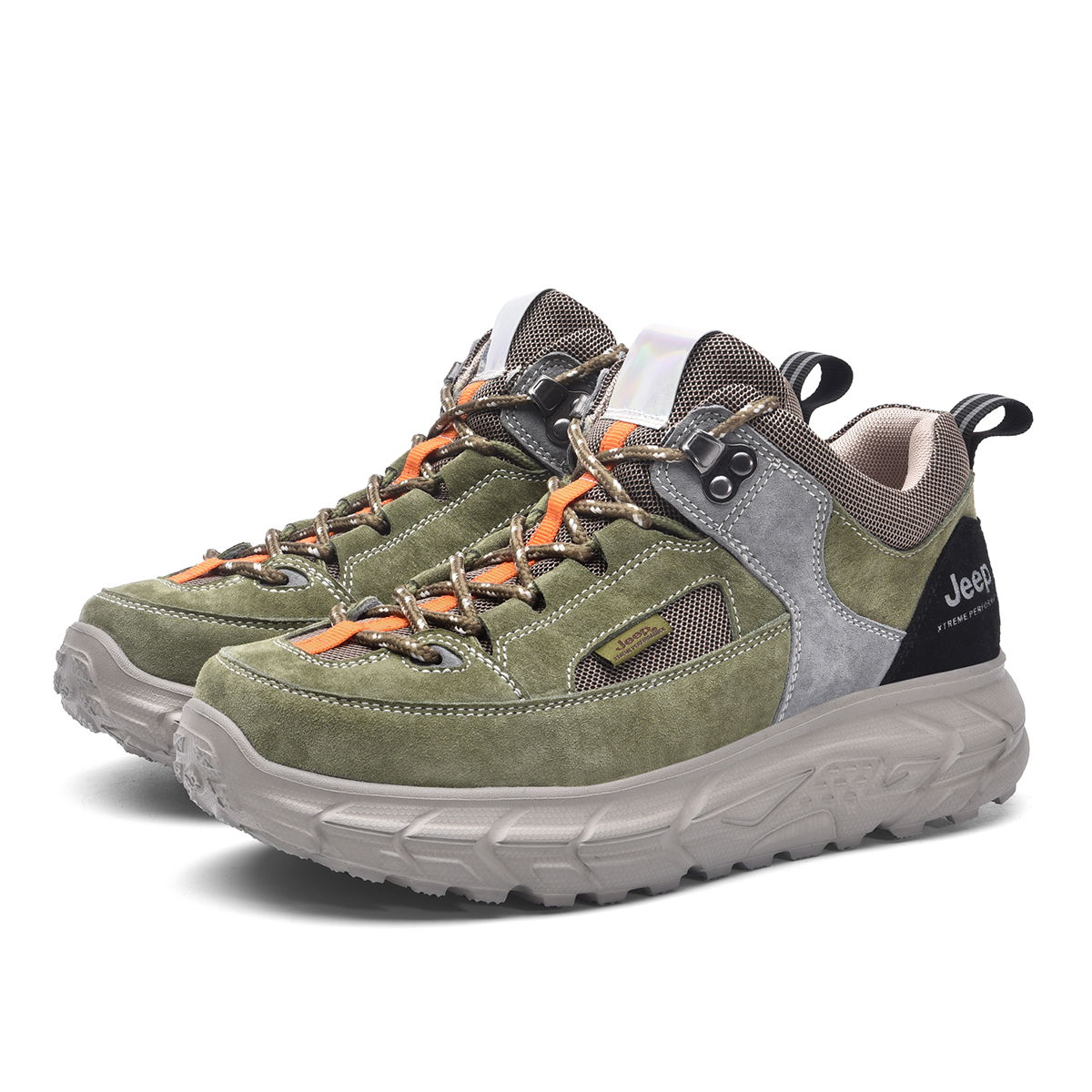 Jeep Textile, Pigskin Comfortable Round Toe Abrasion Resistant Breathable Low top Outdoor Shoes Men’s