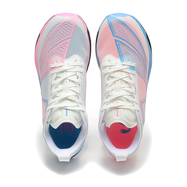 DUANGOU Cushioning Slip Resistant Abrasion Resistant Breathable Low top Running Shoes Unisex Pink Blue Mismatched