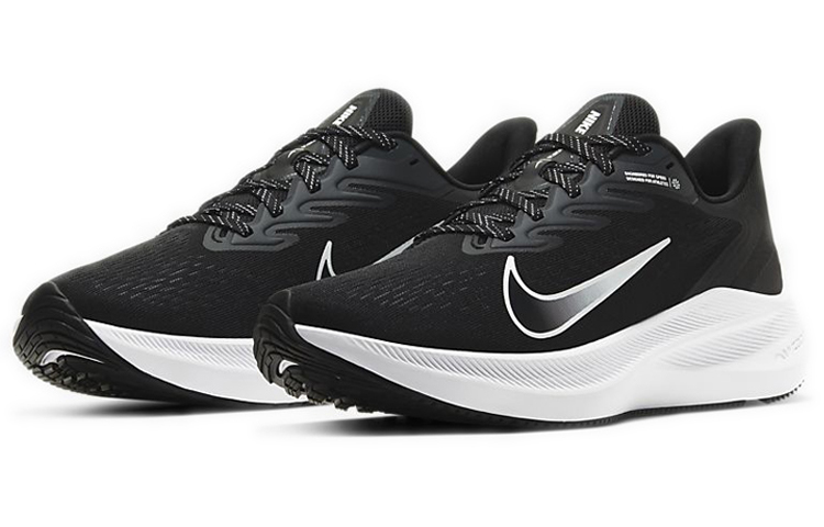 Женские кроссовки Nike Zoom Winflo 7 (черно-белые) — 黑/煤黑/白色 — фото 3