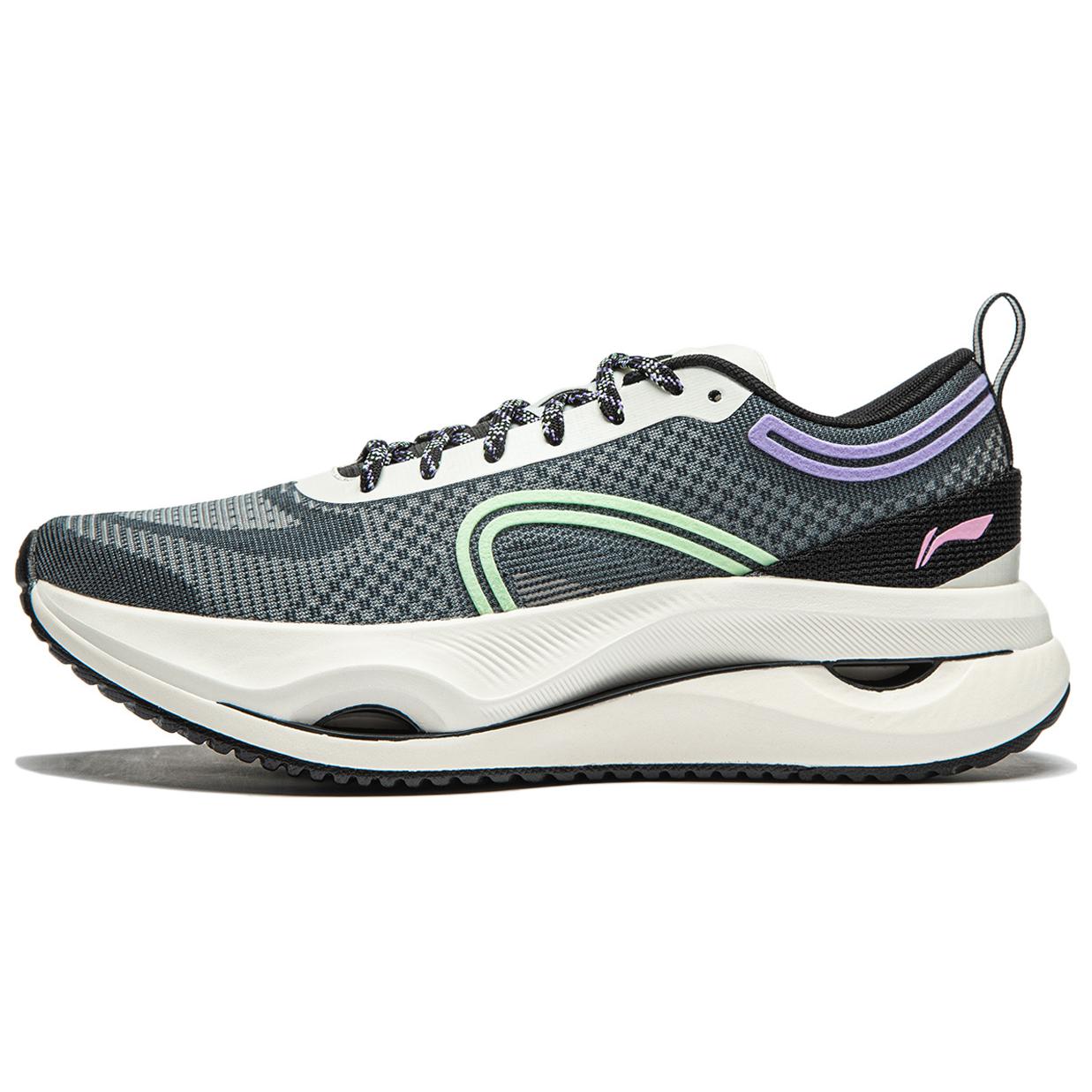 Li Ning Cushioning Abrasion Resistant Lightweight Rebound Low top Running Shoes Women’s Black White