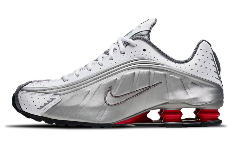 Кроссовки Nike Shox R4 (бело-серебристые)