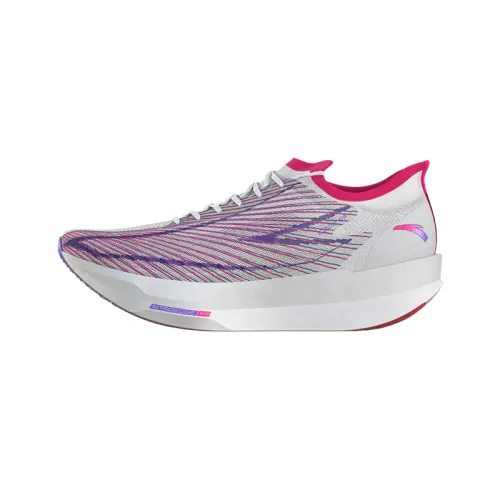 Anta C202 G9 Slip Resistant Abrasion Resistant Low top Carbon Plate Casual Running Shoes Women's White Purple Red