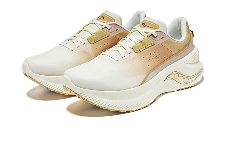 Saucony Shift Flow Lingxun Mesh Cushioning Slip Resistant Abrasion Resistant Low top Running Shoes Unisex Beige Khaki