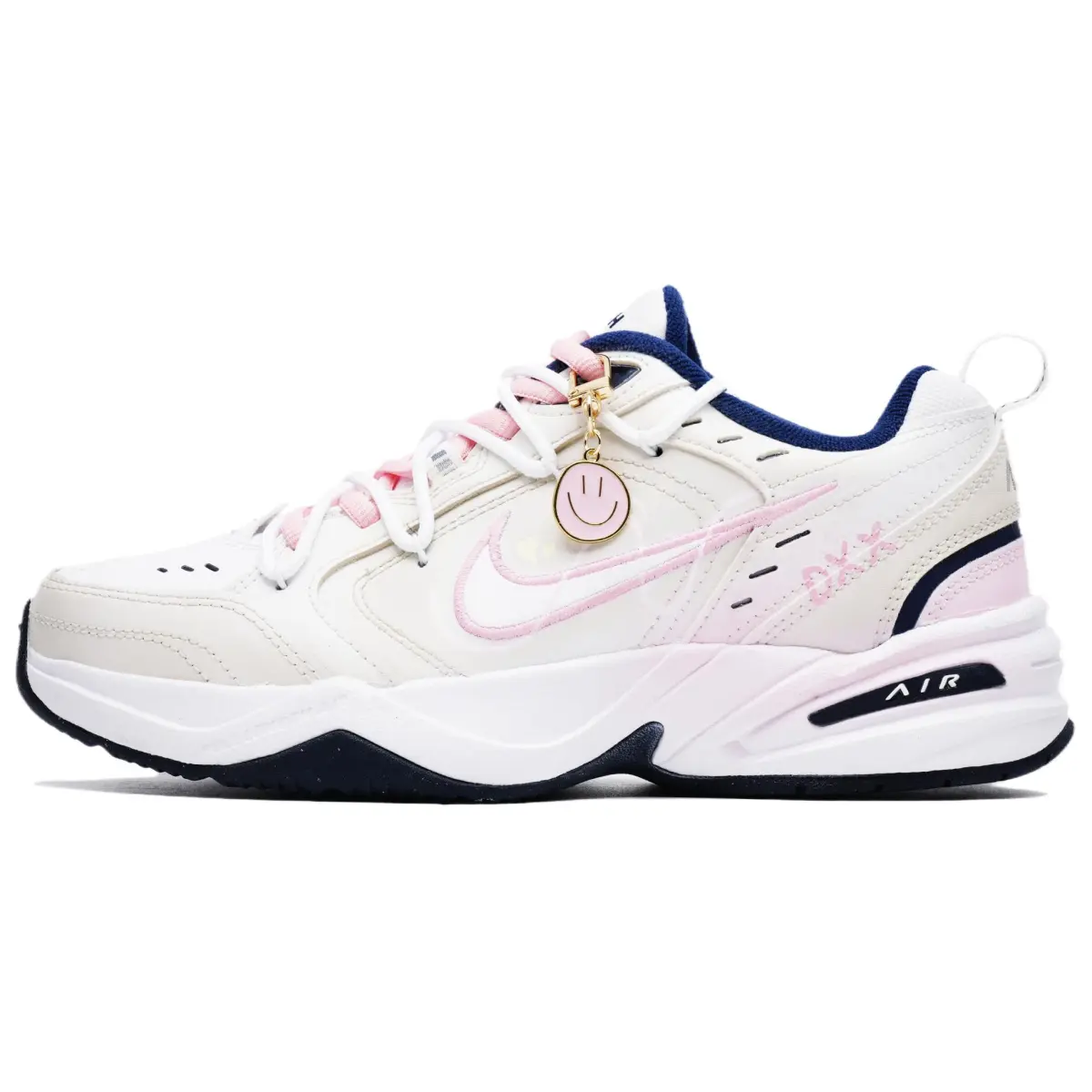 Nike Air Monarch 4 Anti-Slip And Wear-Resistant Support Height Increasing Low-Top Chunky Sneakers Unisex Gray Pink